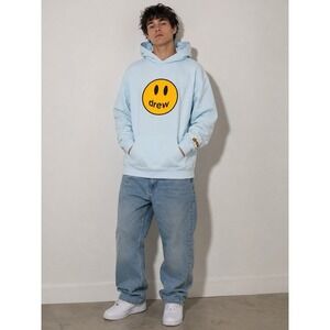 Drew House Mascot Hoodie Light Blue Smiley Logo Sweatshirt Unisex Size M/L